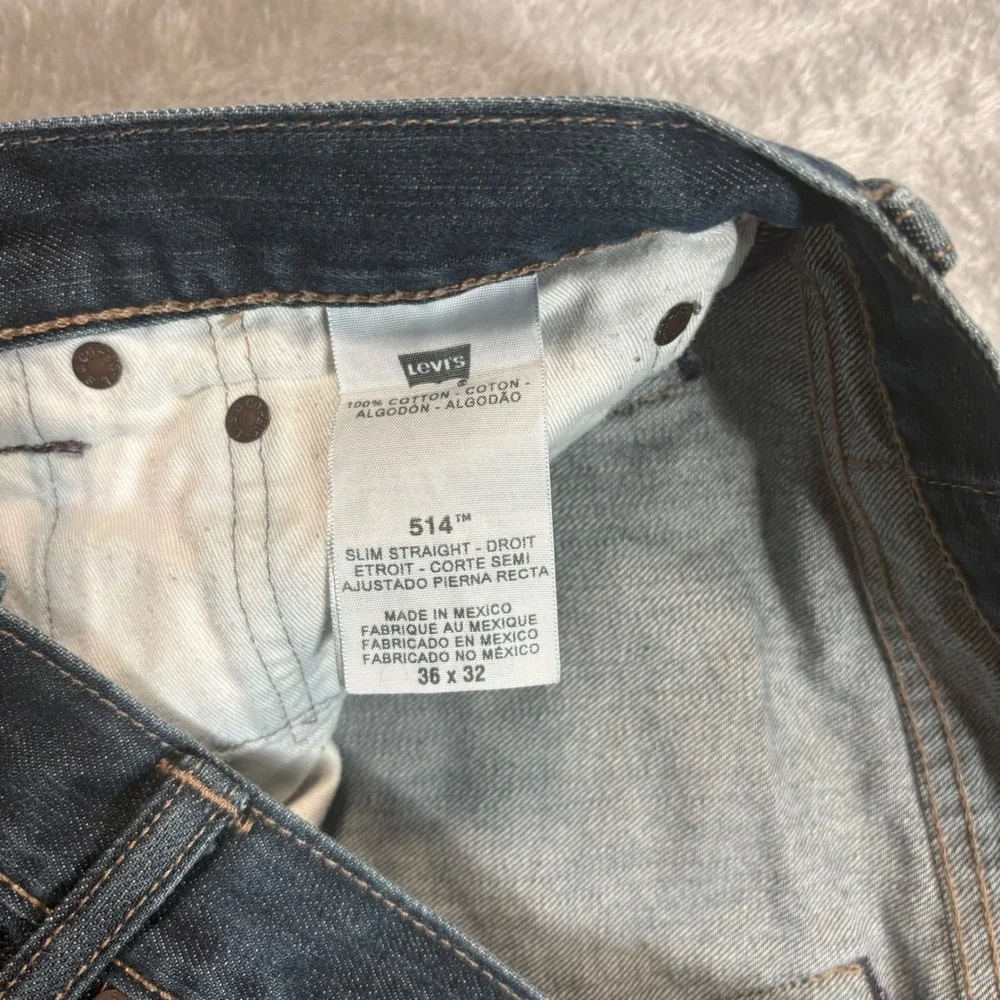 Levi's 514 Straight Fit Jeans Mens 36x32 Dark Wash Blue Denim